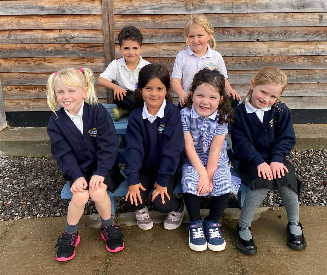 Pictured are: Back row: Torben Manners-Debusscherre and Ottilie Williams. Front row: Peggy Murray, Olivia Lopes-Carrie, Ruby Ross and Mireya Lane. Also in P1 is Kora McGregor-Robertson, who was not present for the photo.