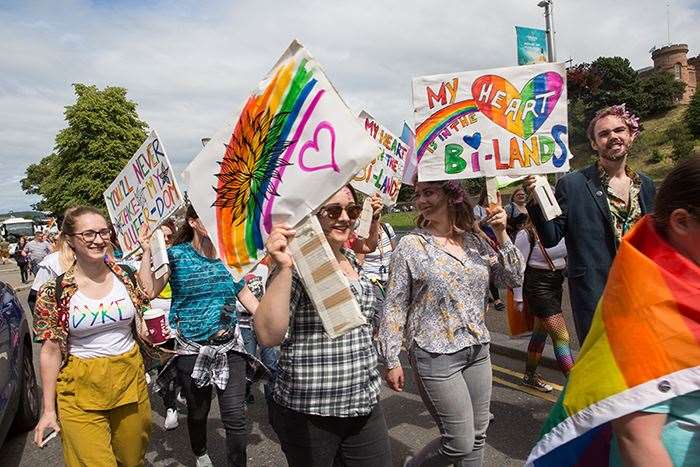Pride marchers in good spirits. Picture: Alison White