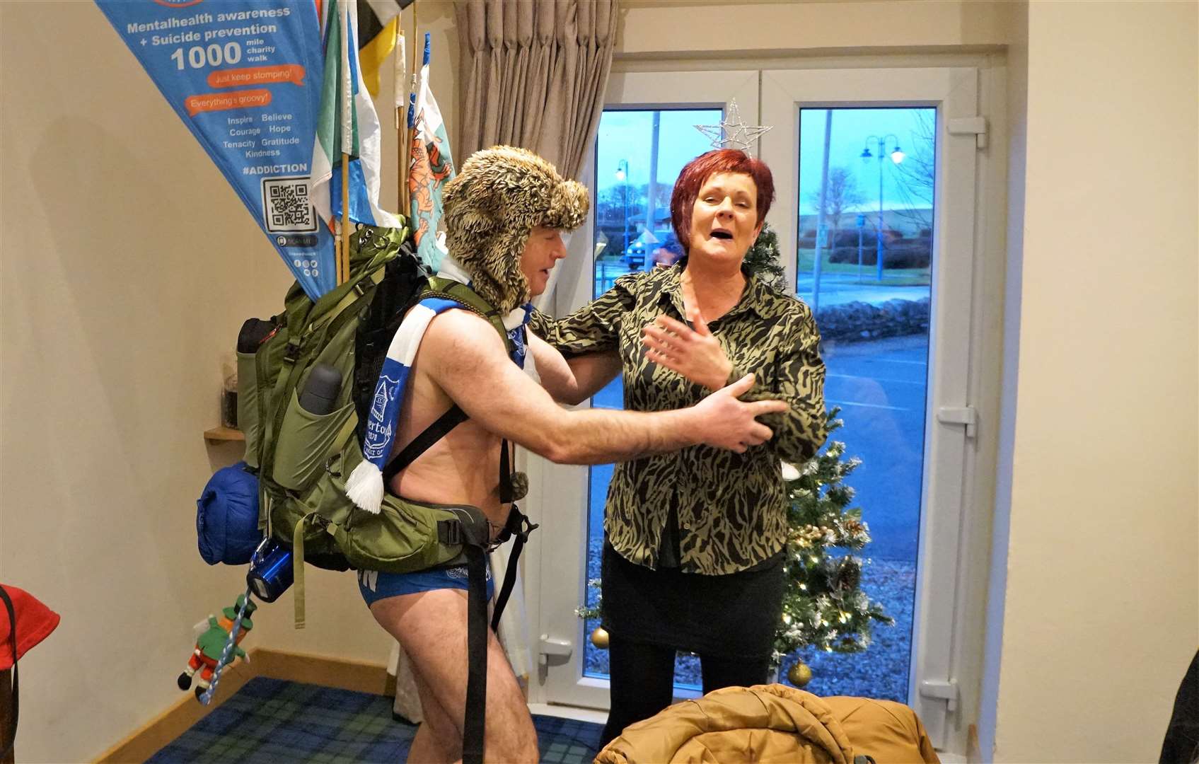 Speedo Mick spreads good cheer at the Norseman Hotel yesterday. Picture: DGS