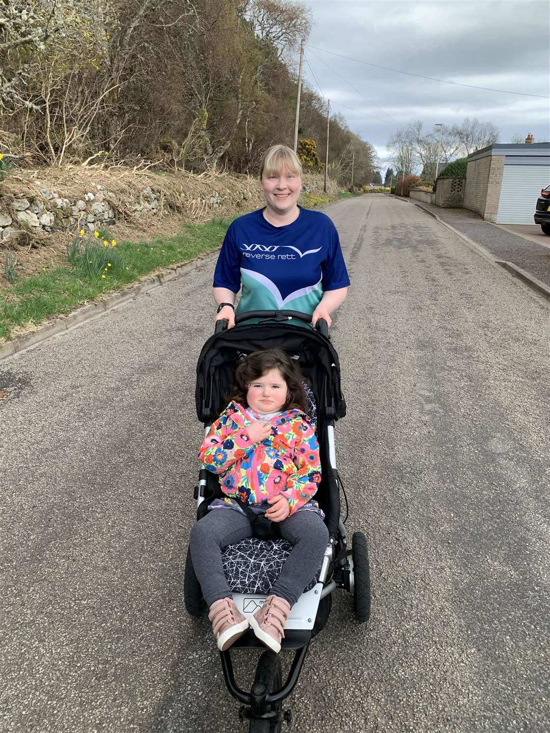 Stephanie and Emilia Wood on a 5k walk.