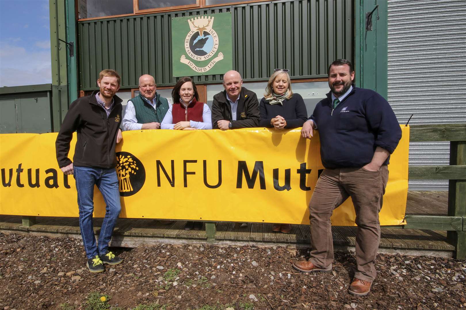 From left Johnny Hogg (Dingwall & Thurso branch), Murray White, Lucy Little, Graham Laing and Rachael Snody Scott (Elgin and Inverness branch) and David Mckenzie, Black Isle Show president confirm headline sponsorship details. Picture: Marc Hindley