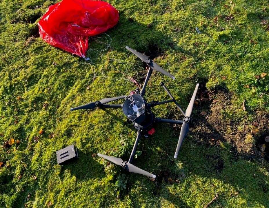 The drone after its second crash in November 2019.