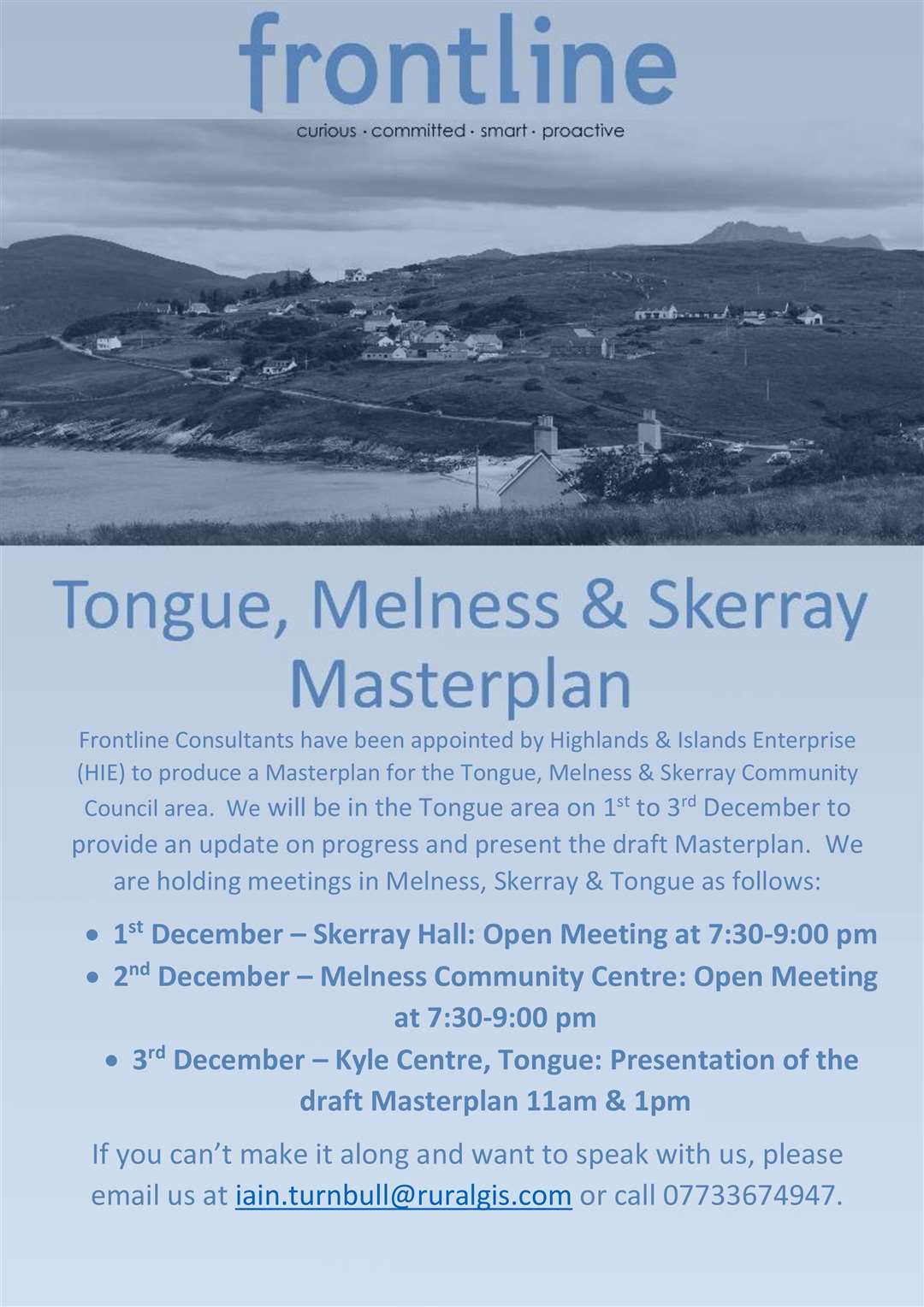 The meetings are being held in Skerray, Melness and Tongue.