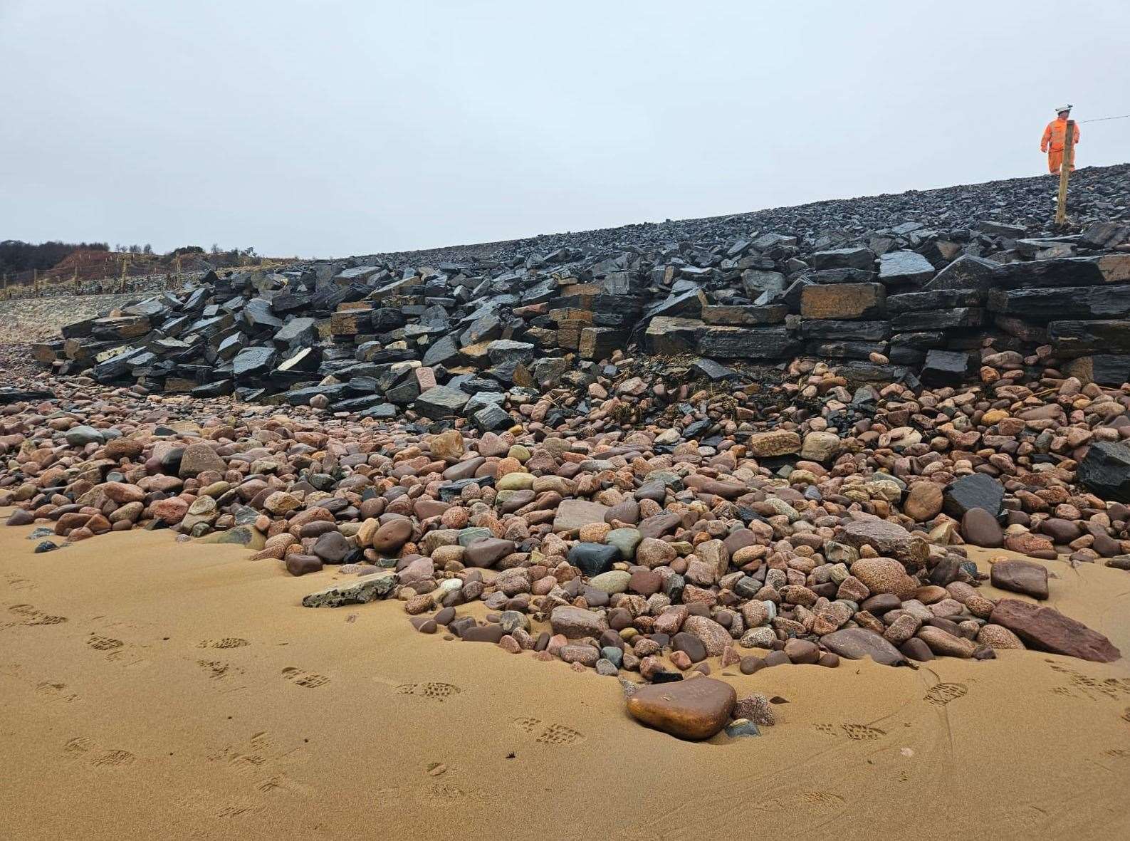 Some 350 tonnes of new rock armour has been installed at the site. Picture: Network Rail Scotland.