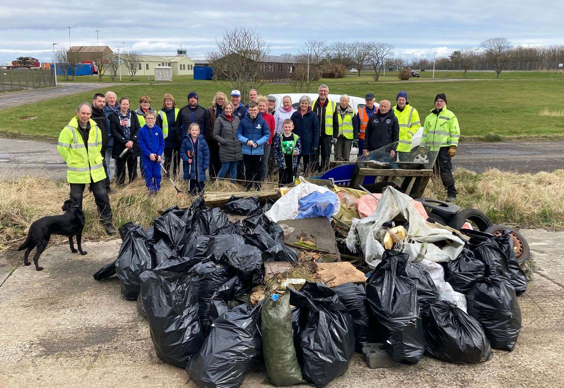 A collection of bin bags resulting from a Spring Clean litter-pick at Wick Airport Industrial Estate last year.