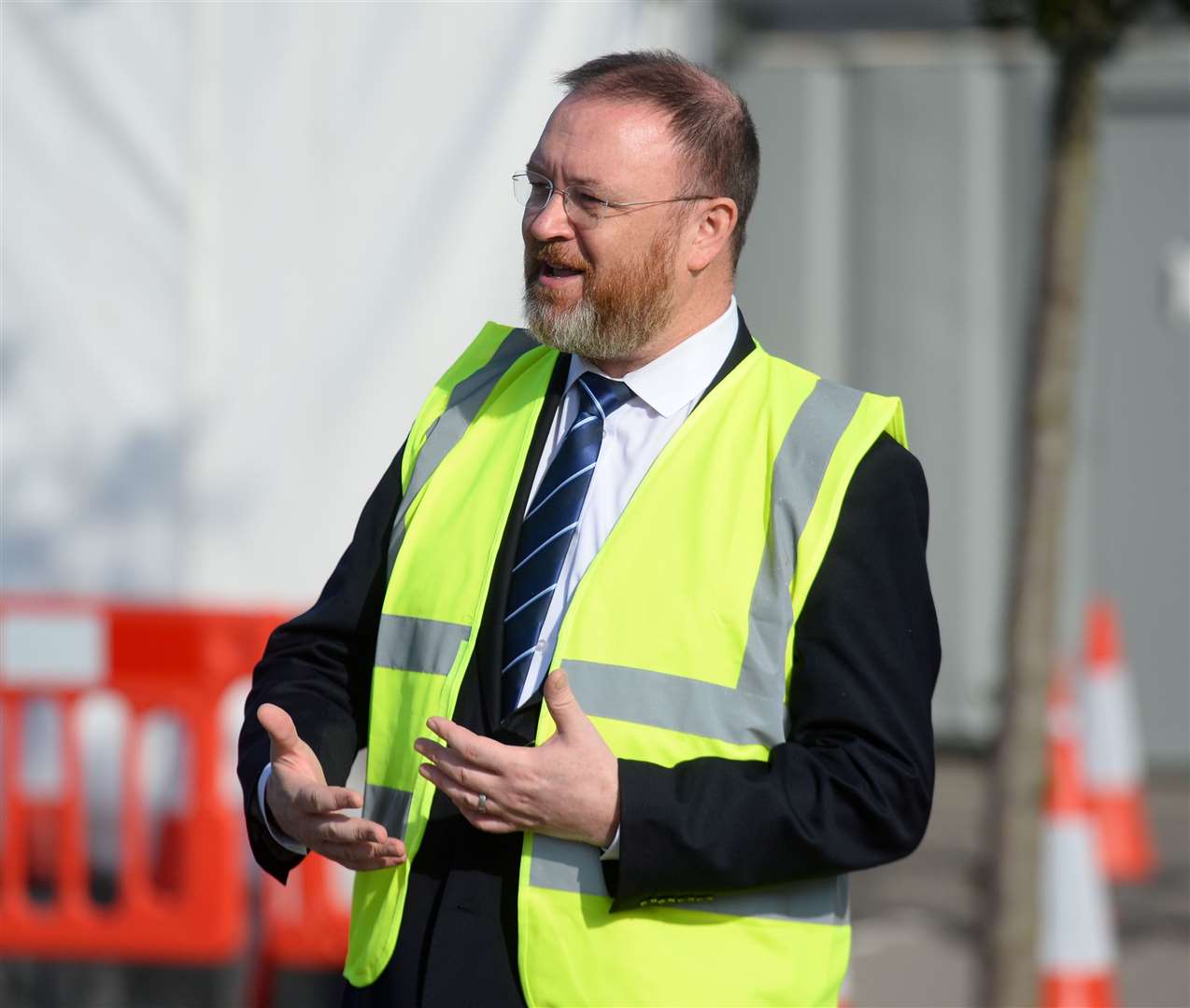 The UK government minister for Scotland, David Duguid, visits the Inverness Covid testing site. Picture: Gary Anthony
