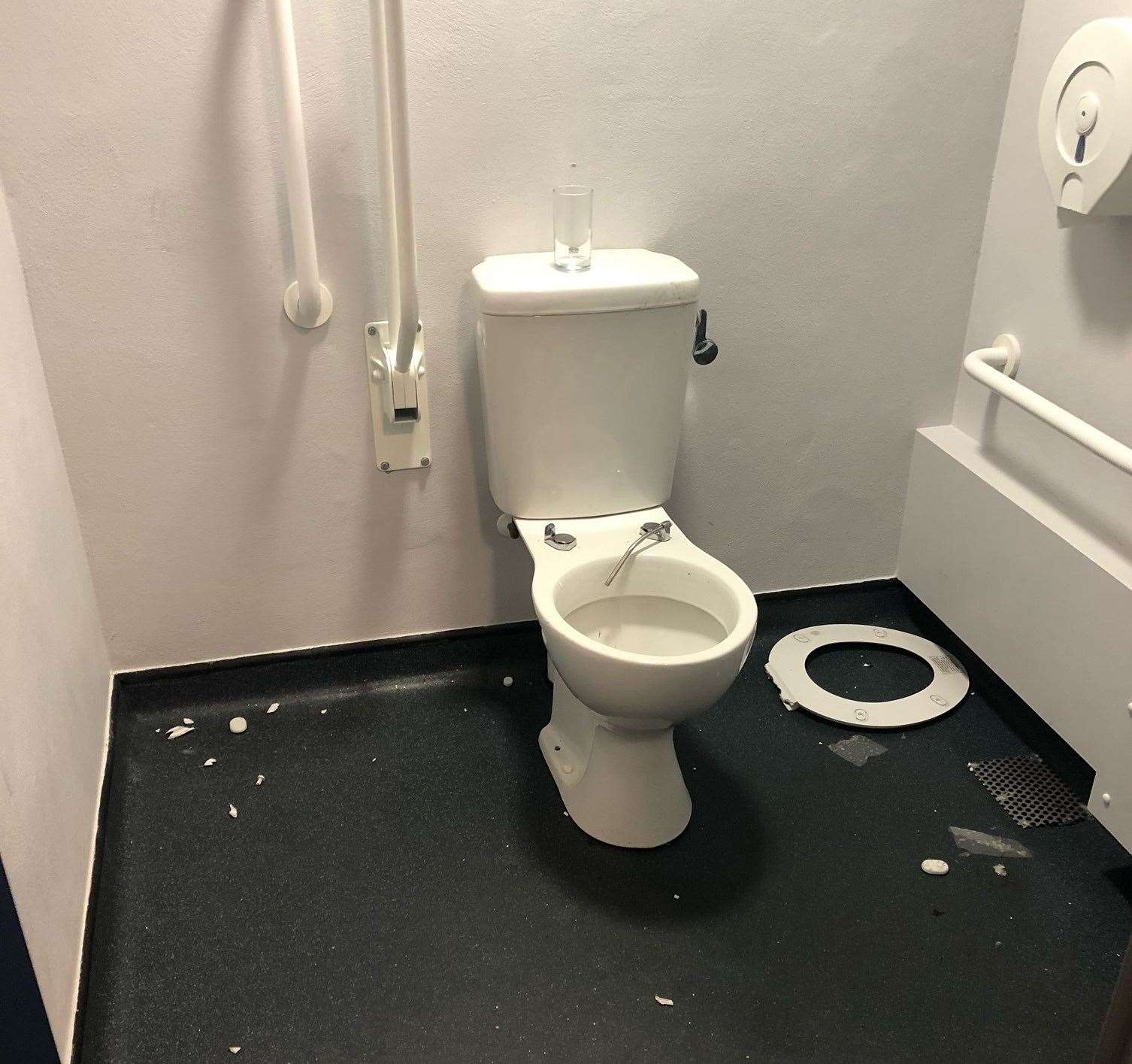 Damage done to the toilet in the male facility will not be repaired.