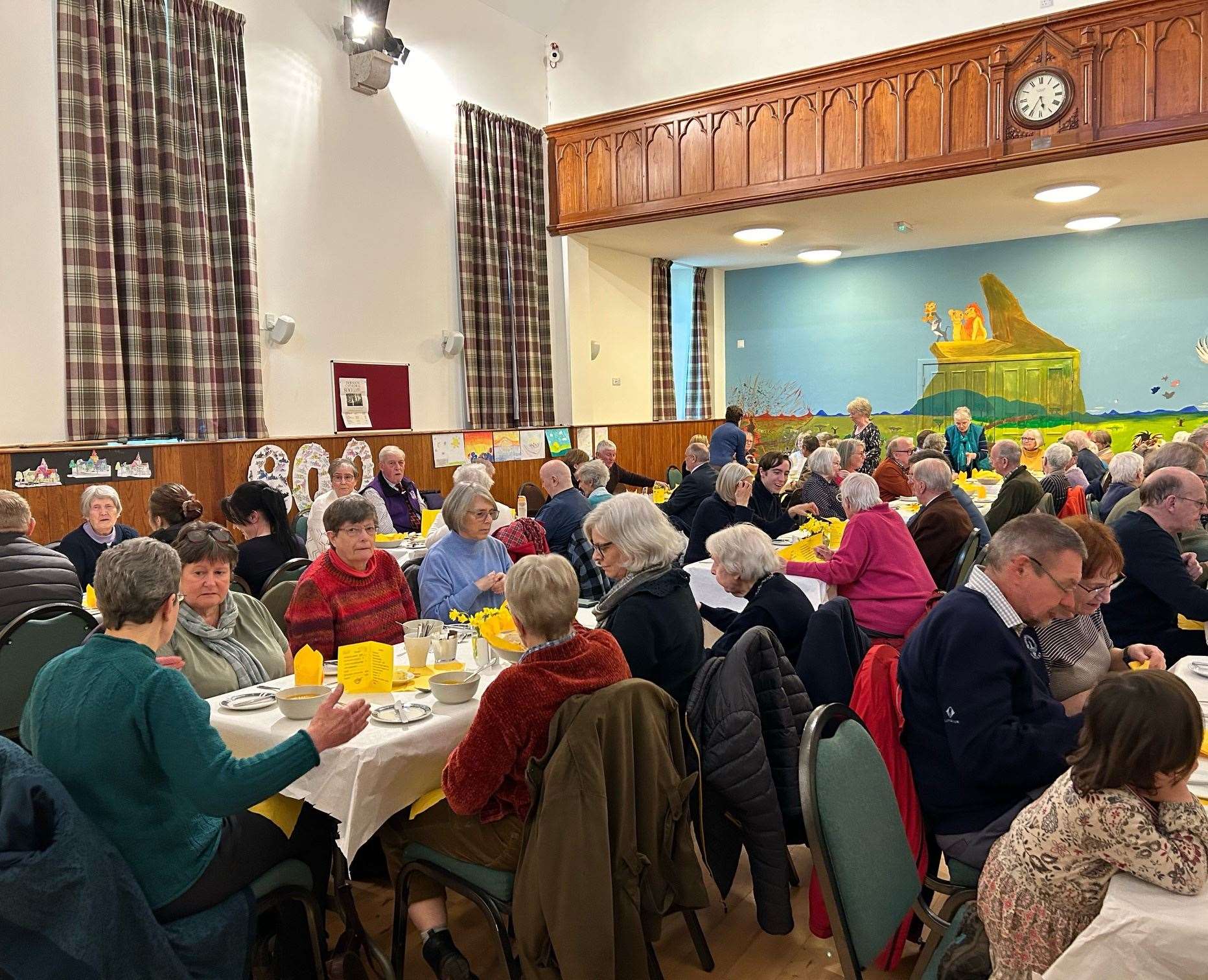 A large crowd filled the West Church Hall for the fundraising lunch.