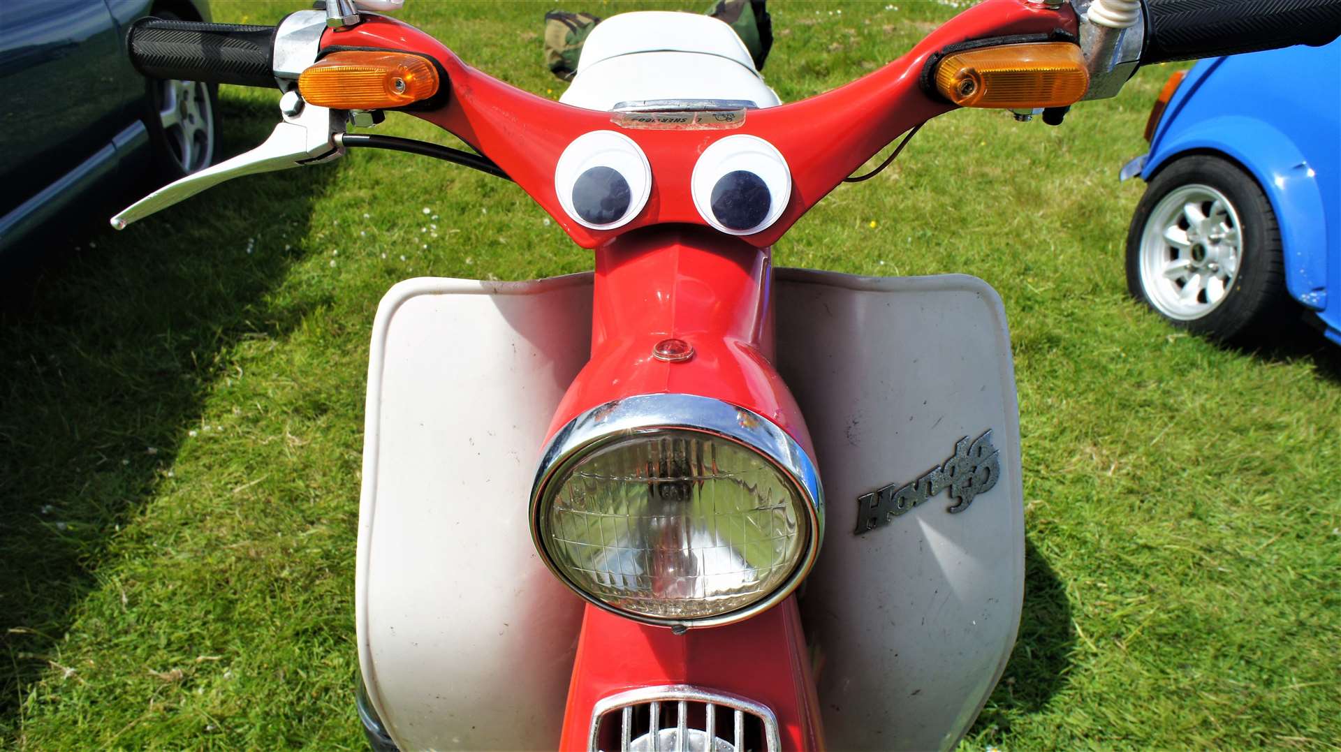 Googly eyes on a Honda 50 moped. Picture: DGS