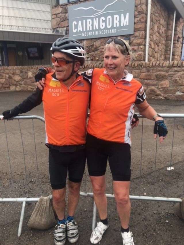 Fundraising cyclists Stuart and Marjory Grant have completed the Maggie’s 500 Cycle Challenge.