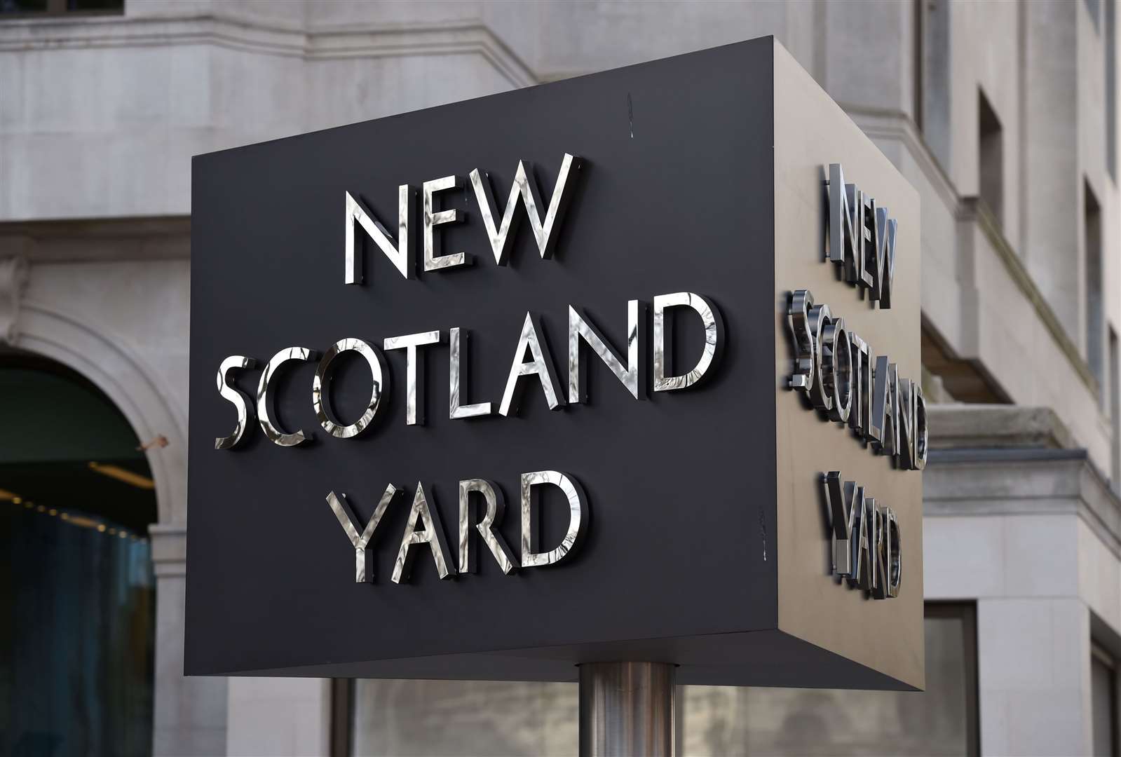 The New Scotland Yard sign outside the Metropolitan Police headquarters (Kirsty O’Connor/PA)