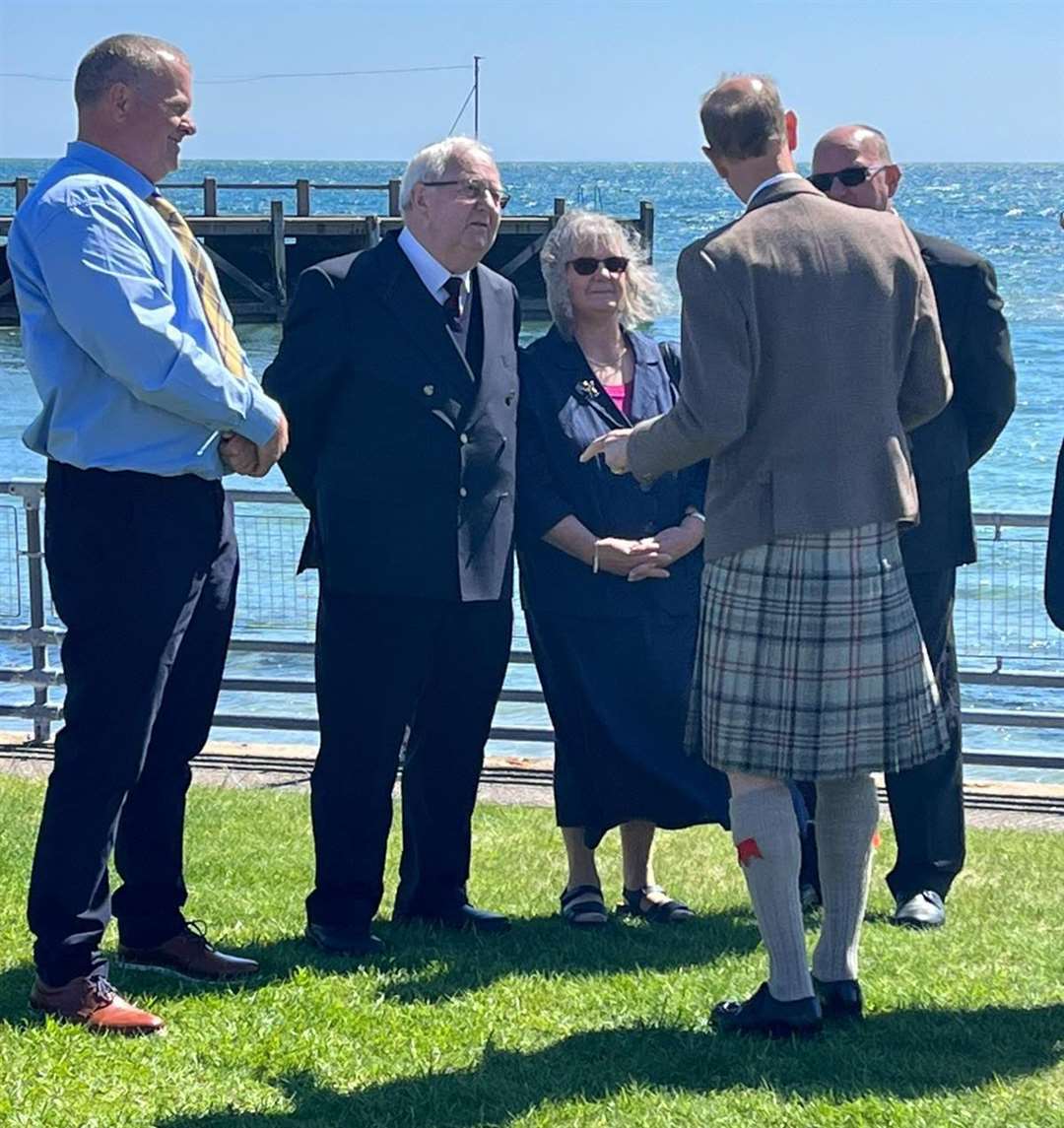 The Duke of Edinburgh meets Brian Sutherland and members of the Macrae family.