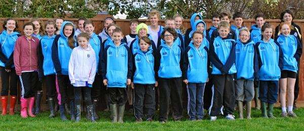 The East Sutherland cross country team at Thurso on Saturday — thanks to a generous grant from the Gordonbush Wind Farm Community Benefit Fund, every young athlete at ESAC has received a club hoodie and a new pair of running shoes, free of charge.