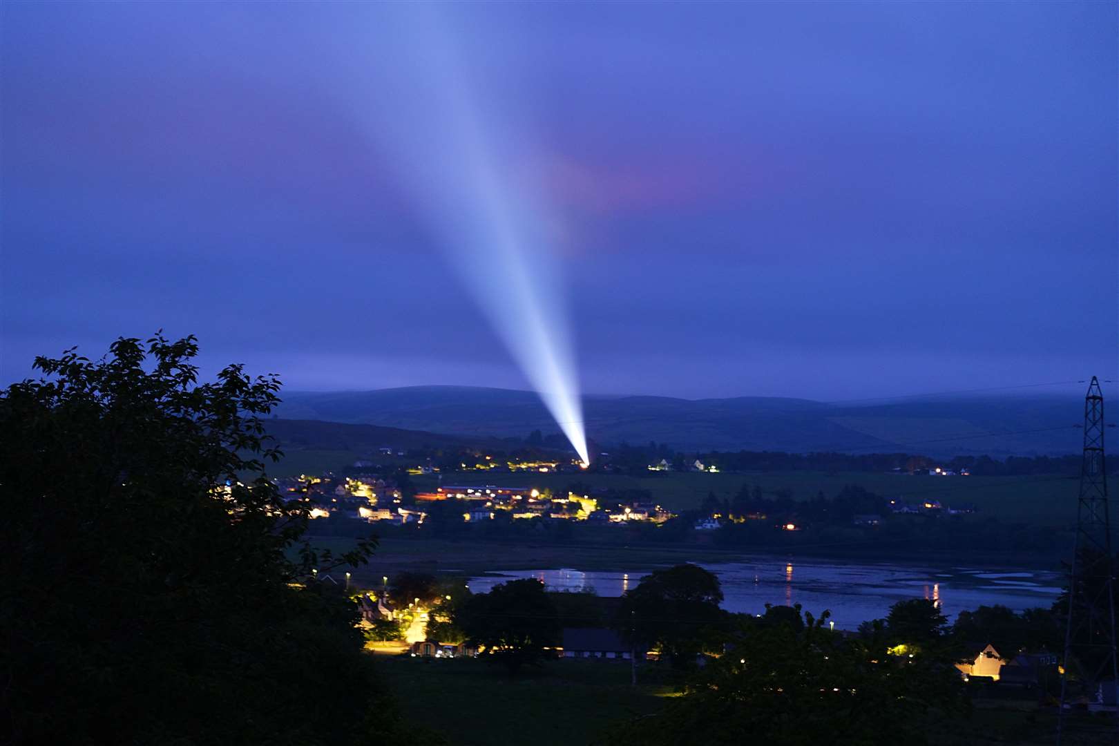 A powerful beam of light shone out from Bonar Bridge to mark the Platinum Jubilee. Picture: Marc Foggin