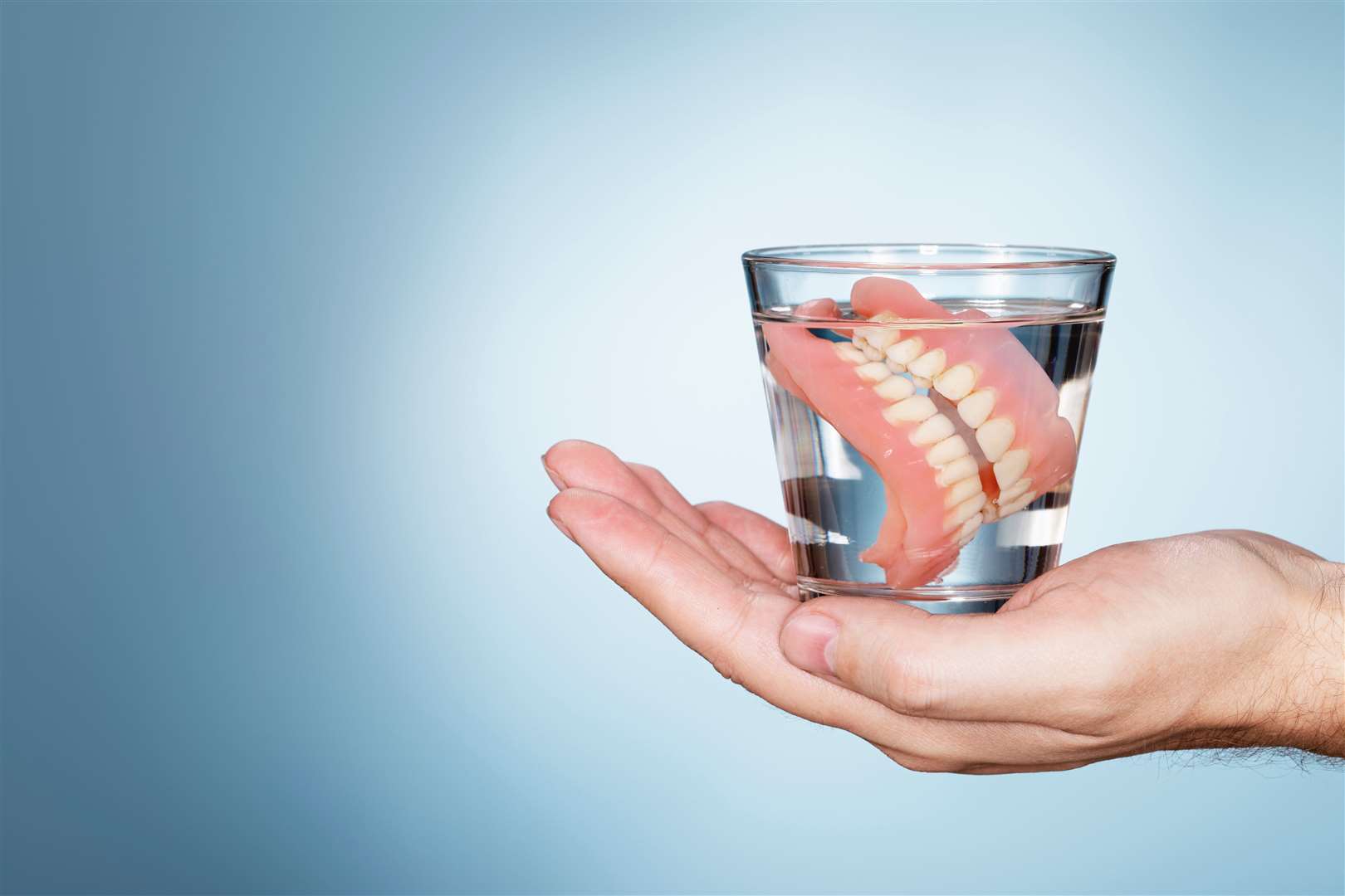 Dentures have to go in a glass of water at night.