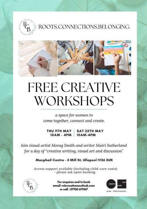 Free creative workshops for women at Ullapool.