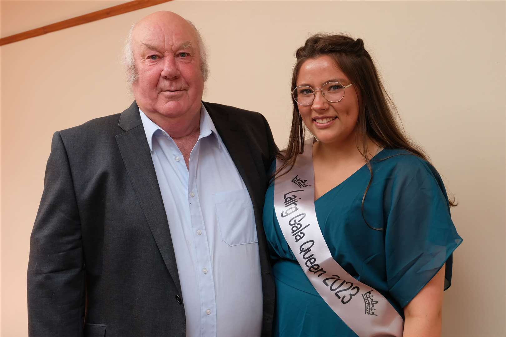 One for the family album. Gala Queen Emma Macrae with her grandfather Donnie Macrae.