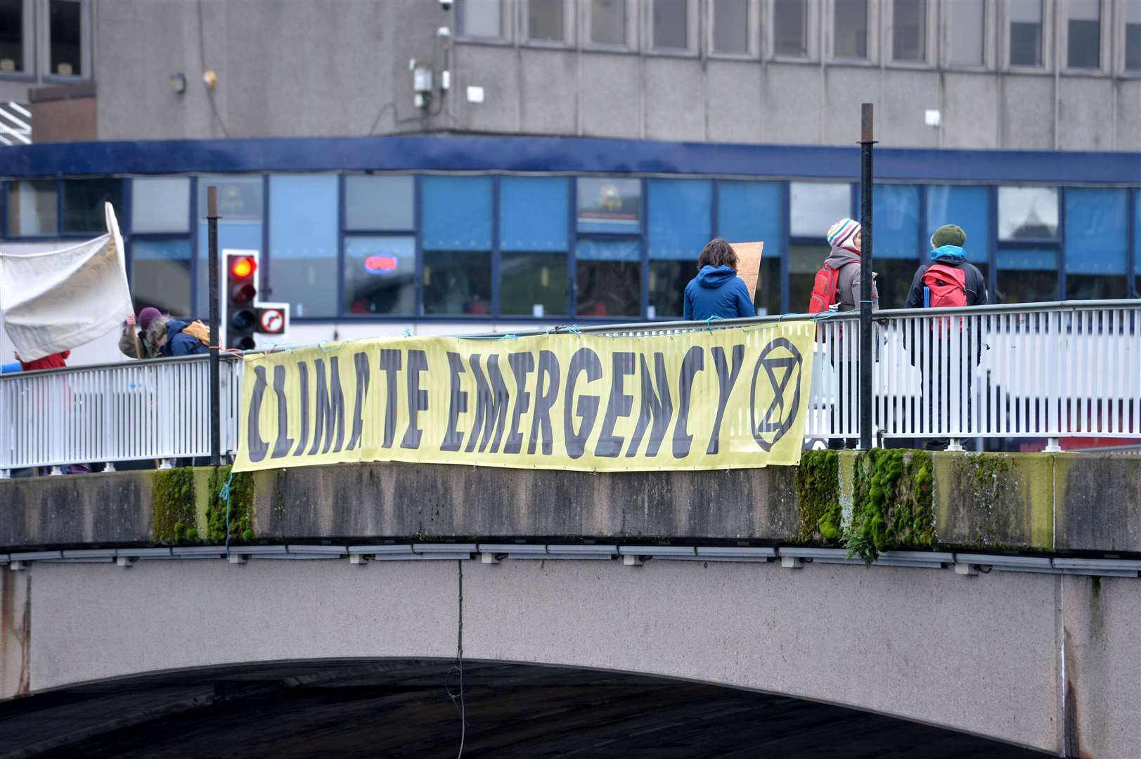 Climate Emergency Banners on Ness Bridge.
