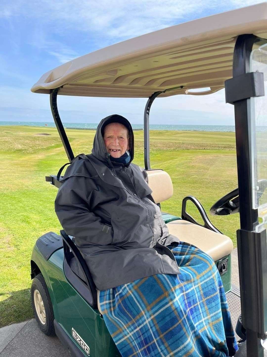 Robert Beaton took a scoot around a course he knows so well on a golf buggy.