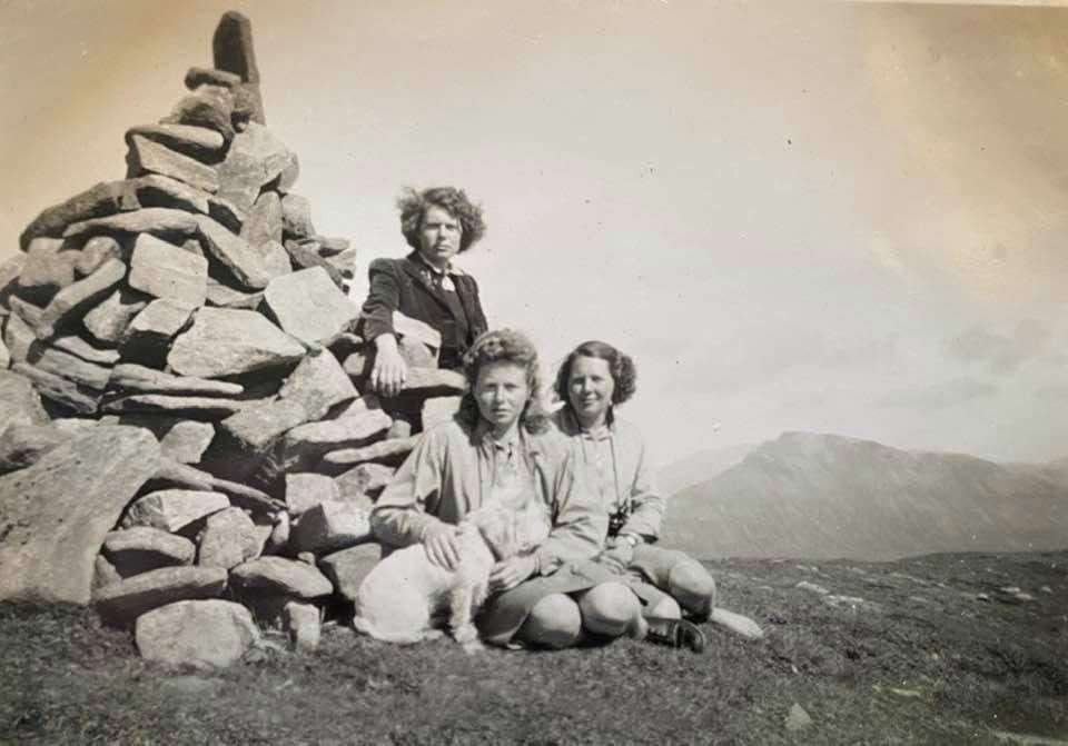 Margaret Payne photographed the occasion she reached the summit of Suilven in 1944. Her sister, Elizabeth, is pictured on the far right.