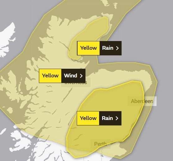 The three weather warnings will come into effect later this week. Picture: Met Office.