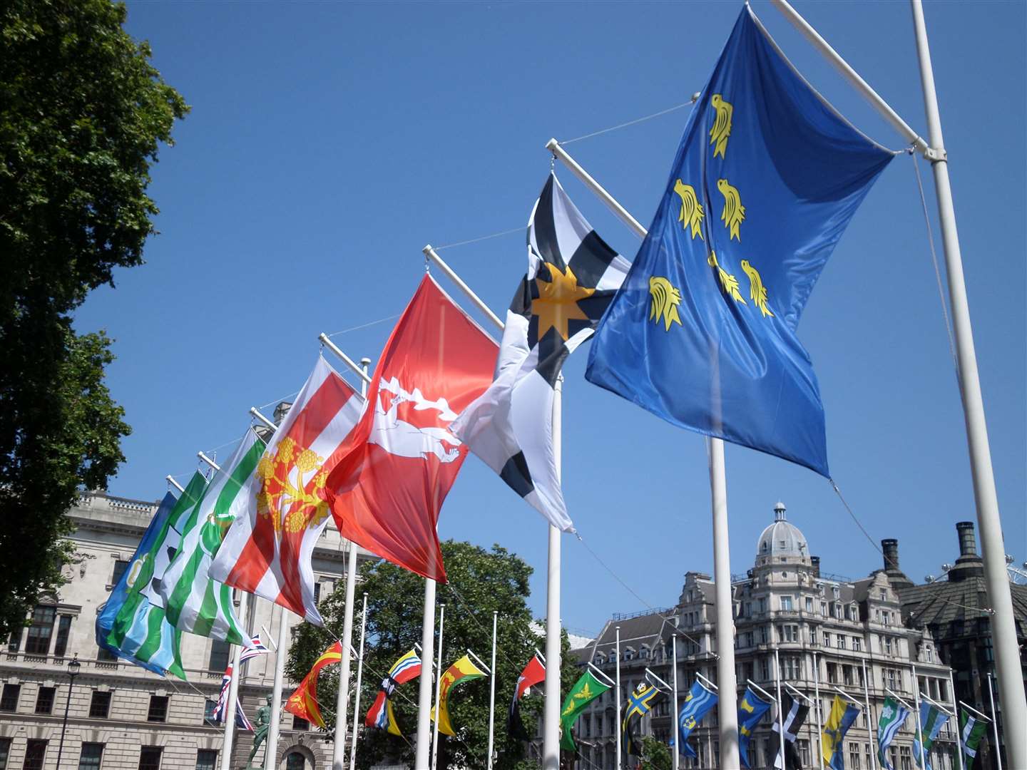 The distinctive Sutherland flag is second right.