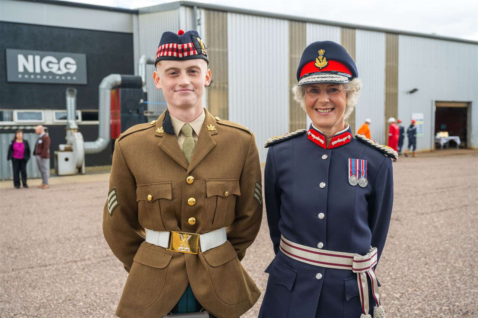 Cadet Corporal Calum Sutherland and Lord Lieutenant of Ross and Cromarty Joanie Whiteford.