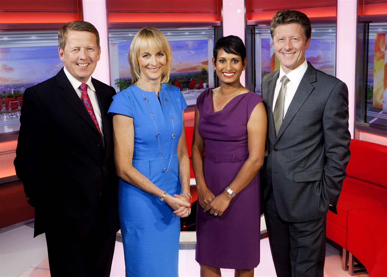 BBC Breakfast presenters (from left) Bill Turnbull, Louise Minchin, Naga Munchetty and Charlie Stayt (BBC/PA)