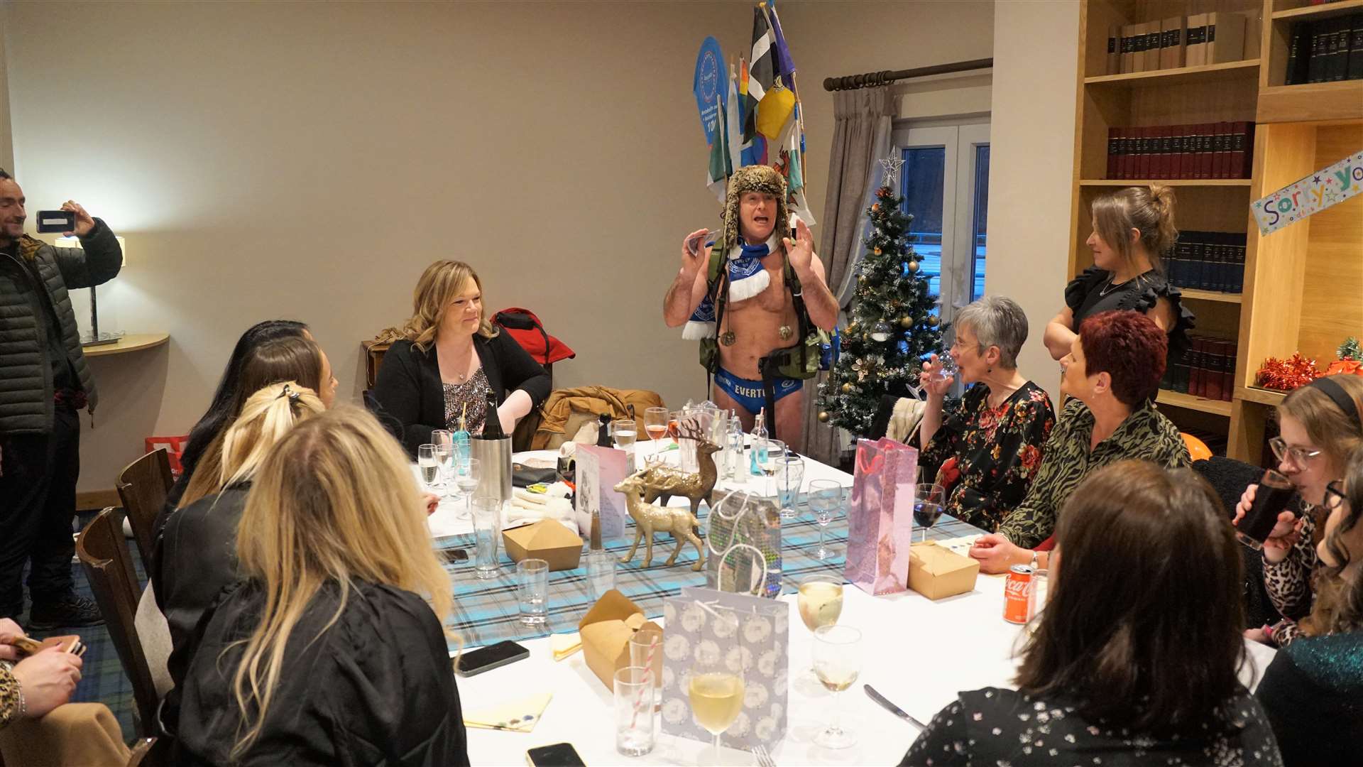 A party of women were at the Norseman Hotel having a special celebratory bash when Speedo Mick popped in to raise their spirits even more. Picture: DGS