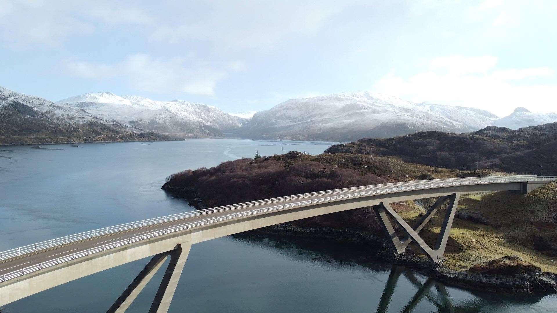 A winter view of the Kylesku Bridge on the North Coast 500 tourist route. Picture: Venture North