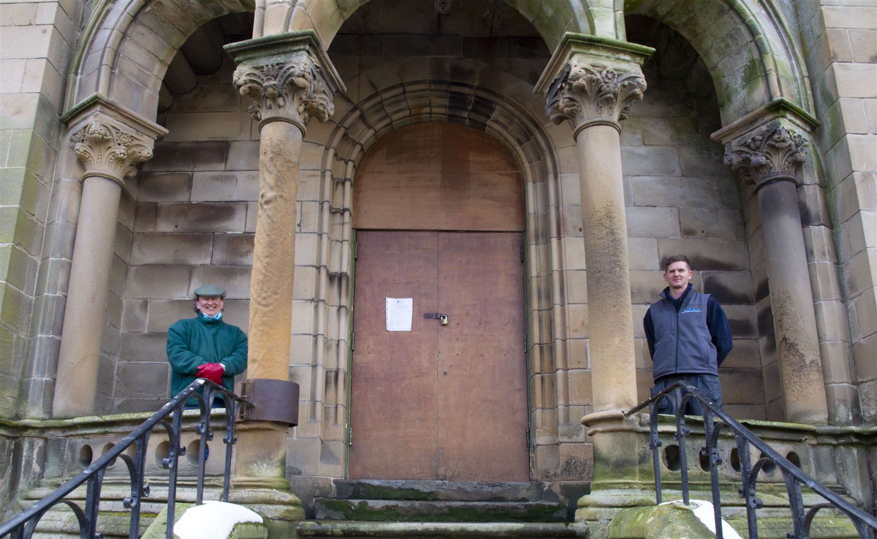 lan MacKenzie (left) and Derek Louden outside the Picture House, Tain.