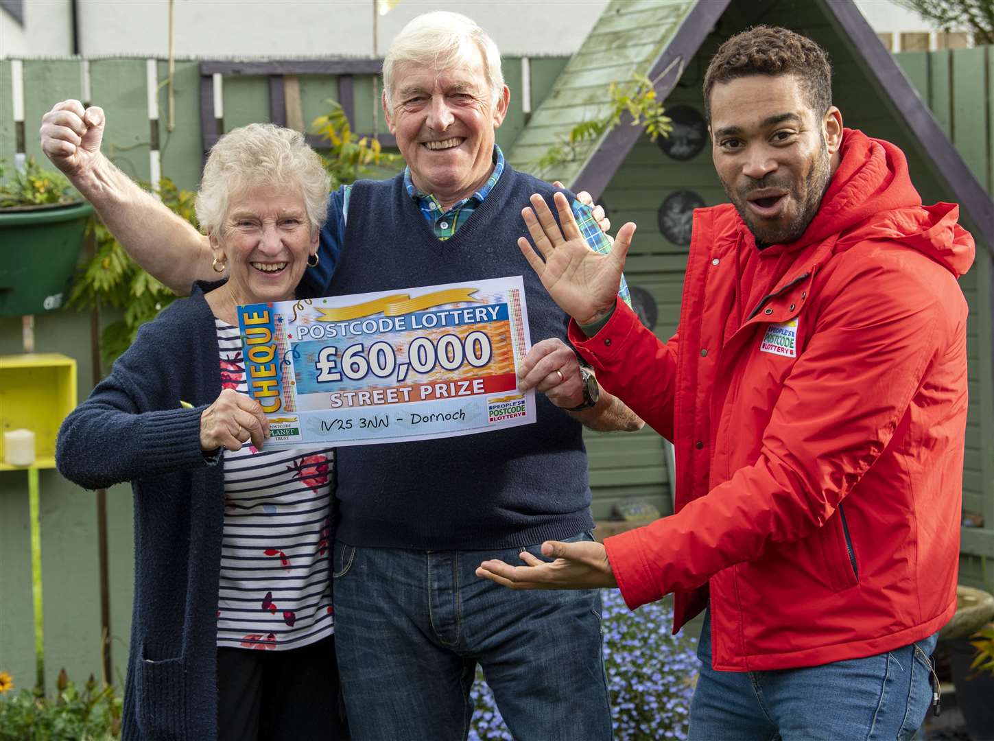 Ambassador Danyl Johnson presents Donald and Brenda McNeil with their Streetprize. Picture: Trevor Martin