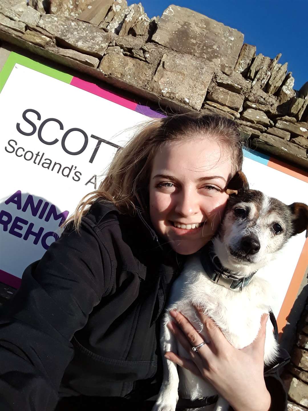 Poppy with Stephanie Turner, animal care assistant at the Scottish SCPA centre at Balmore.
