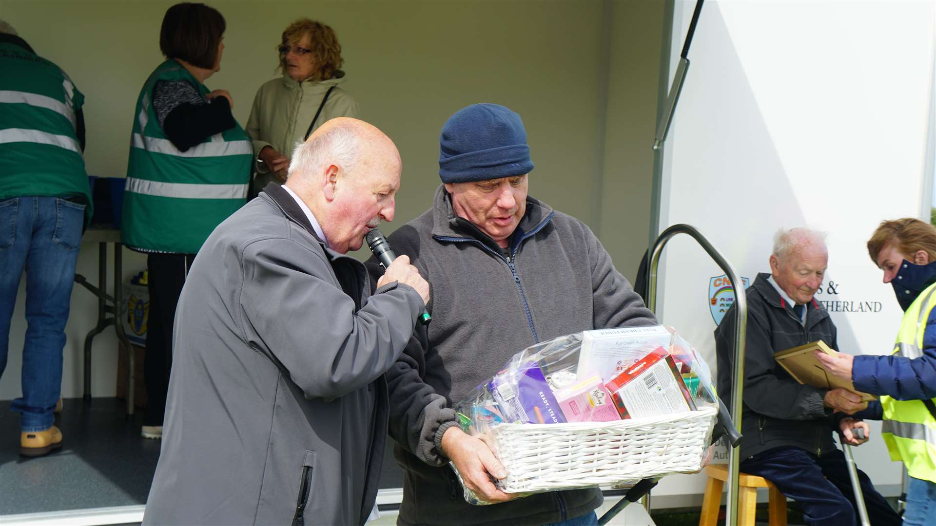Hamper winner collects his prize. Picture: DGS