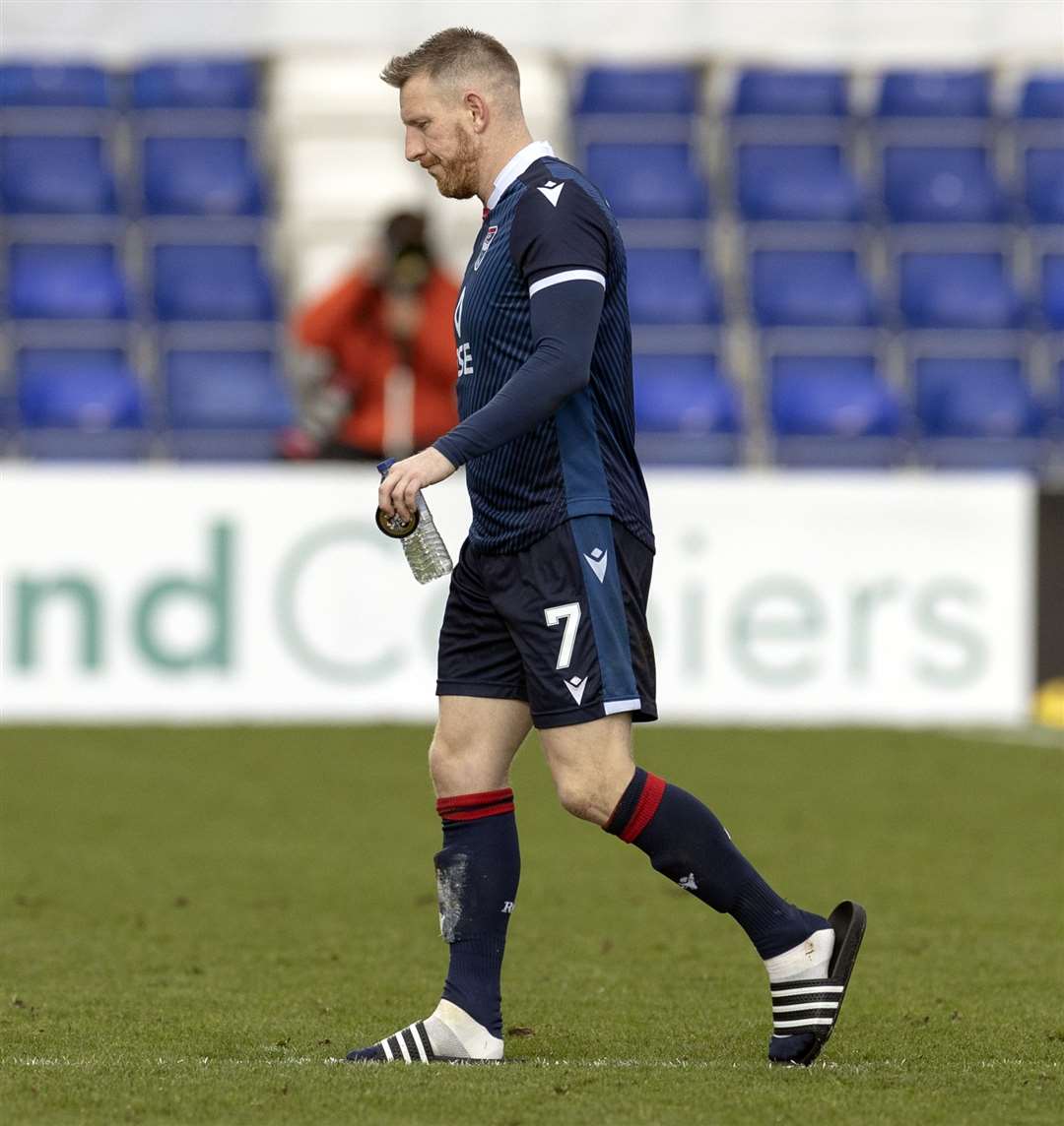 Michael Gardyne leaves the pitch at full time against Rangers. Picture: Ken Macpherson
