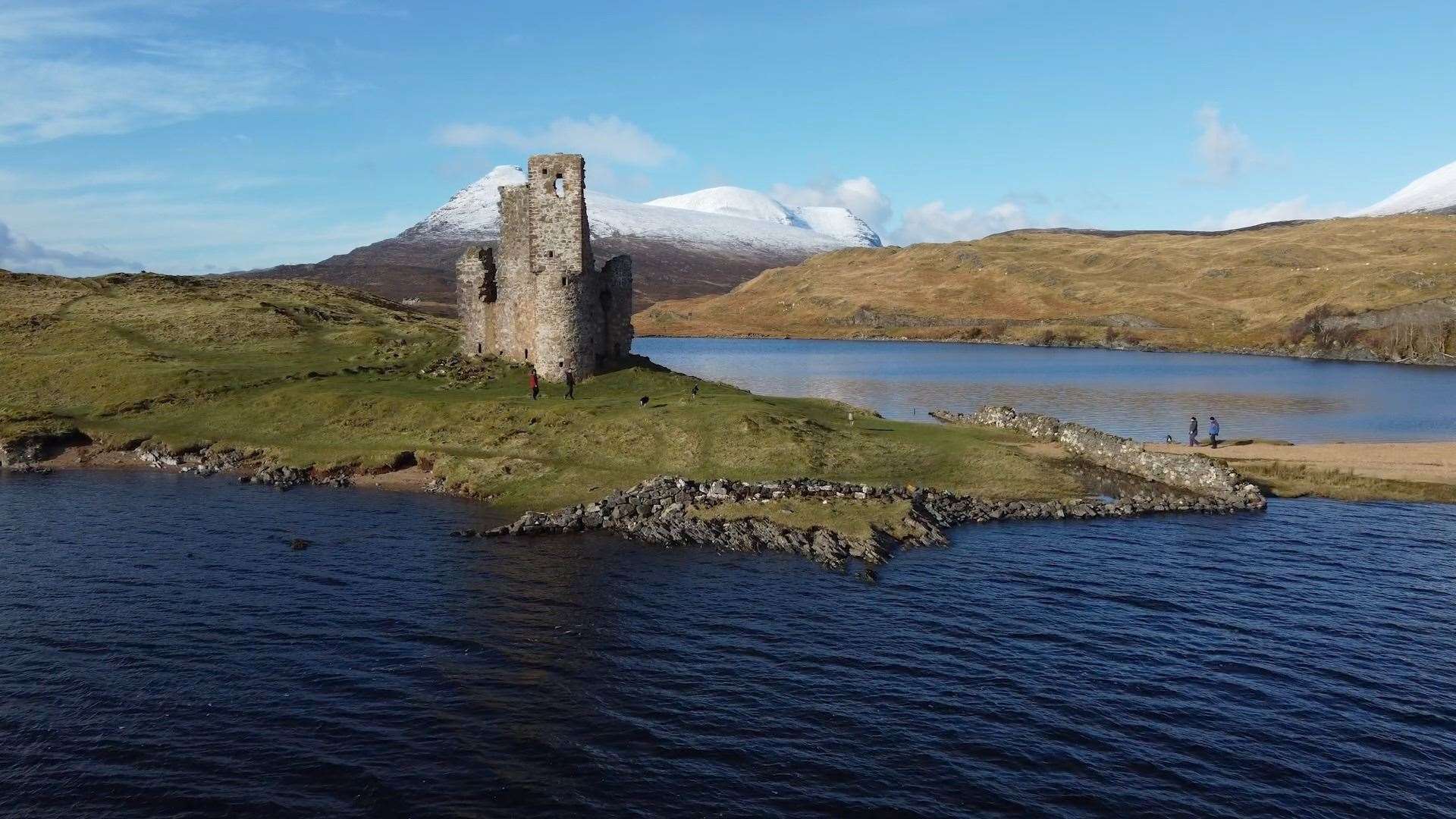 A winter view of Ardvreck Castle in Sutherland, a popular spot for NC500 visitors. Picture: Venture North