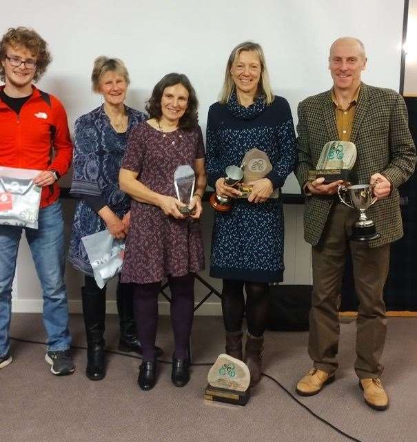 Brogar Oliver-Jones, Kate Roach, Fiona Paton, Audrey Scott and Ewan Scott. Missing from the picture Ian Sargent and Fergus Macleod. Photo: East Sutherland Wheelers