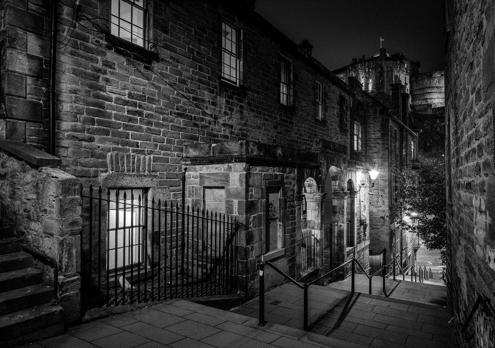 An atmospheric shot of The Vennel, a dimly lit Edinburgh street scene, earned Andy Kirby first place in the monochrome section.