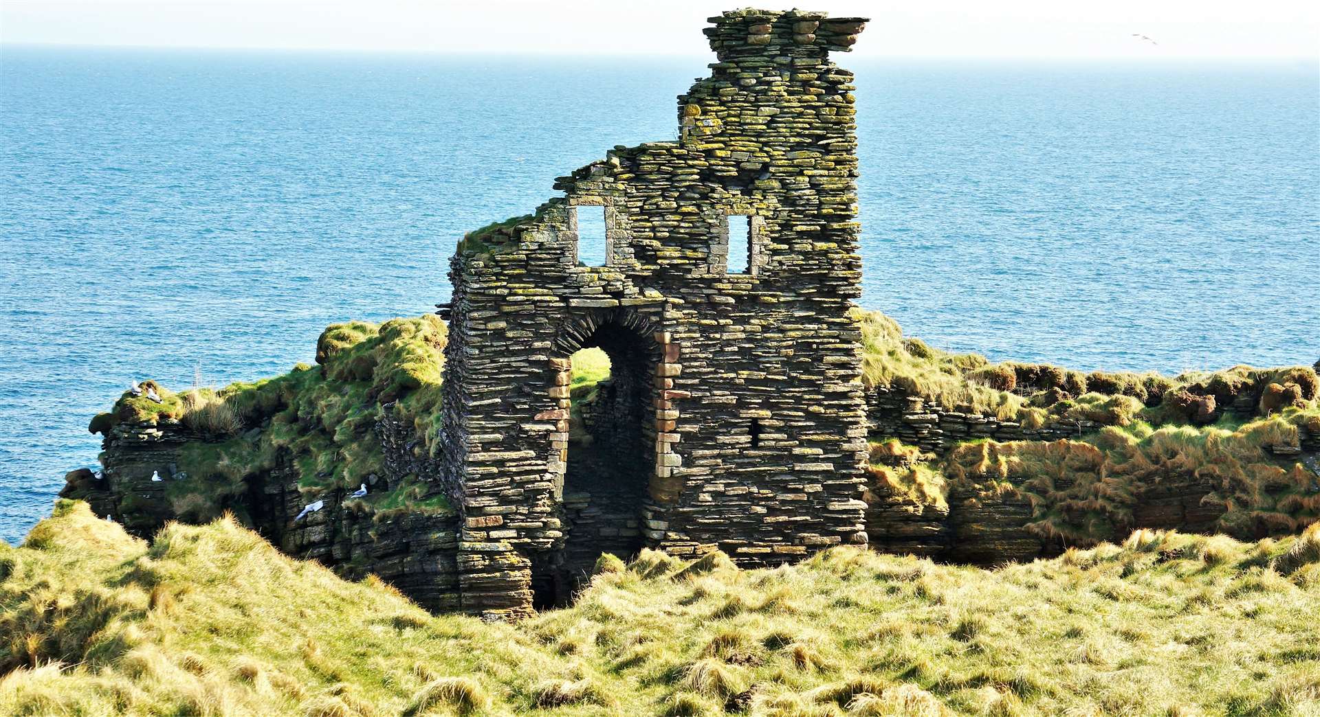 Bucholie Castle is sited on sheer cliffs near Freswick on the NC500 route. Picture: DGS