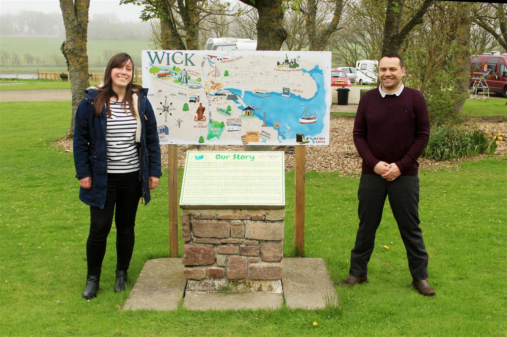 Wick Development Trust's recently appointed project officer Sarah Lamb with chairman Jonathan Miller at Wick River Campsite. Ms Lamb's three-year post is funded by Highlands and Islands Enterprise. Picture: Alan Hendry