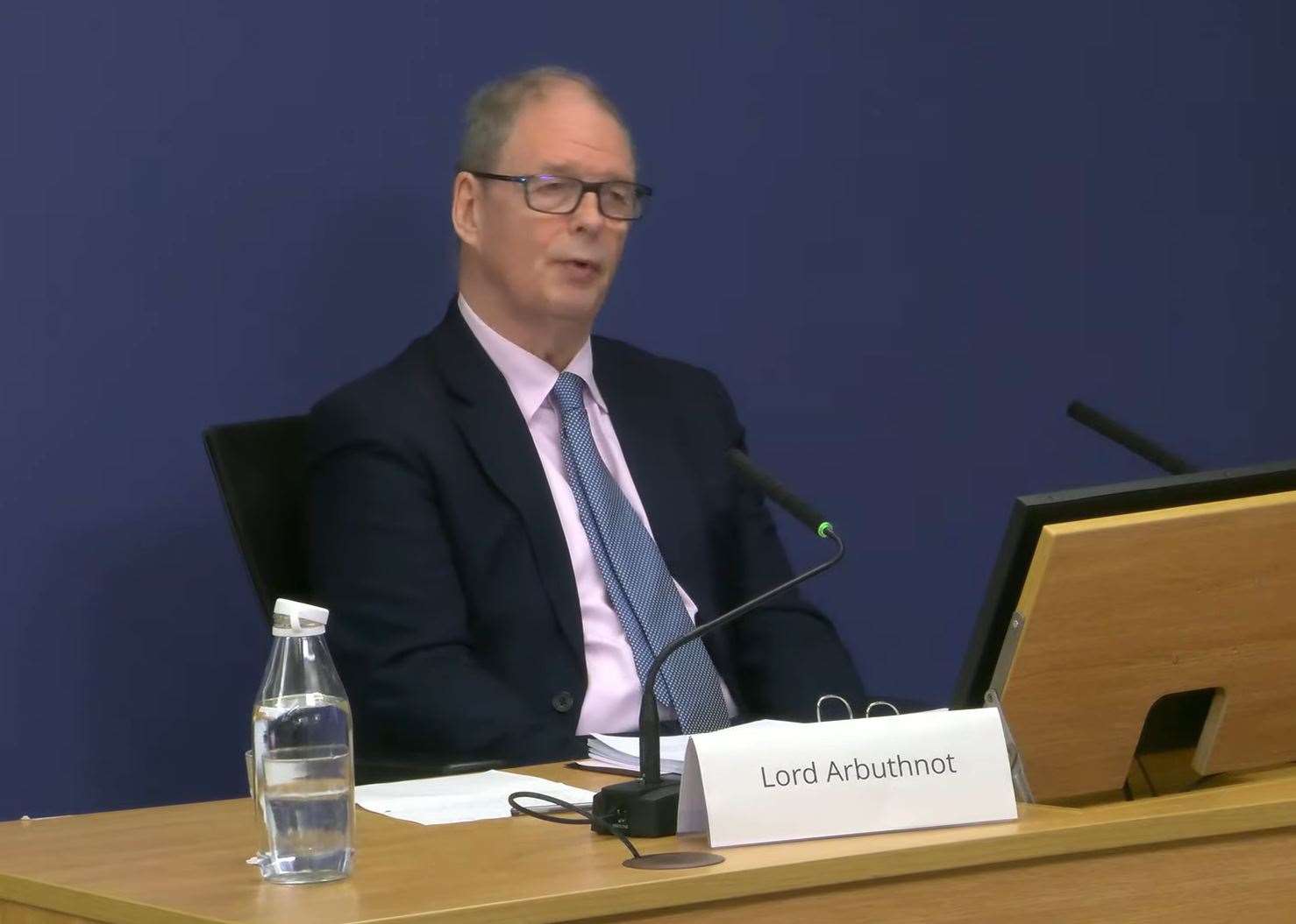 Lord Arbuthnot giving evidence to phase four of the inquiry at Aldwych House, London, on Wednesday (Post Office Horizon IT Inquiry/PA)