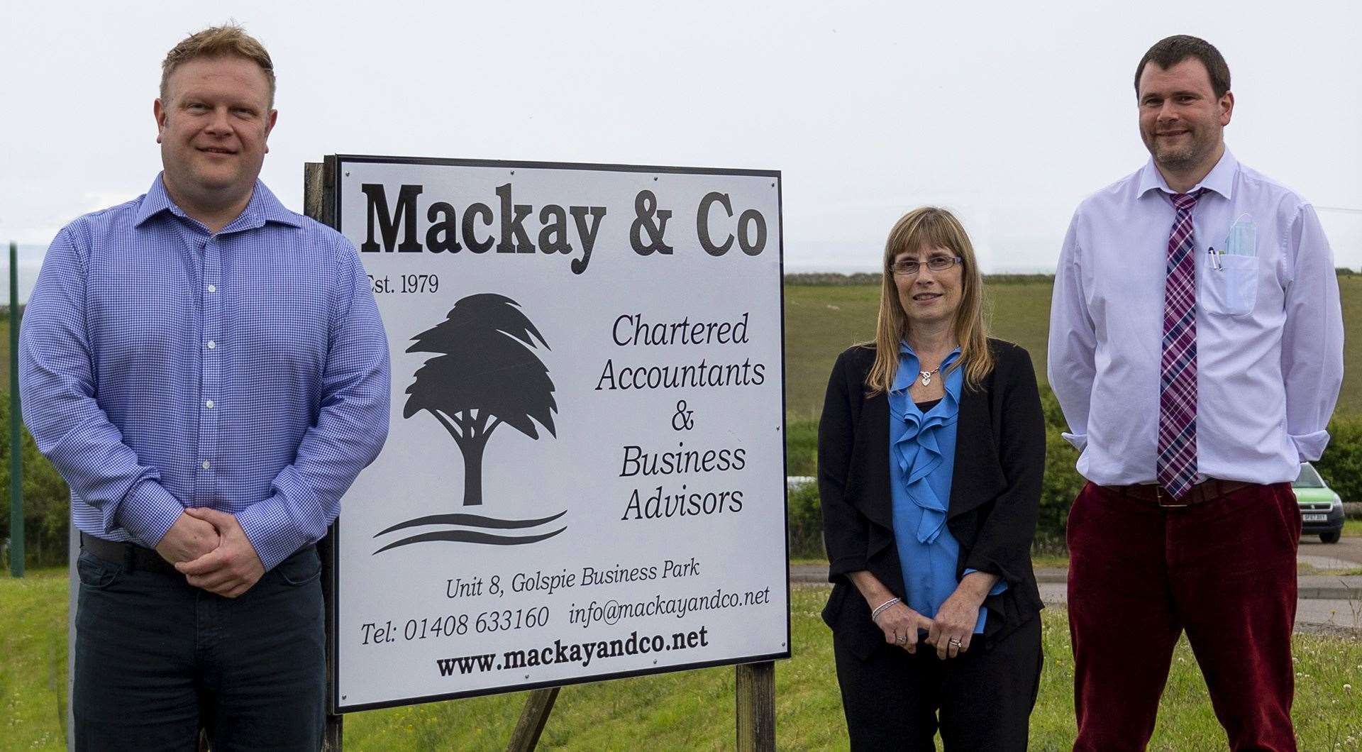Adhoc HR’s Colin MacAndrew (left) with Karen Sutherland and Marcus MacIver of Mackay & Co.
