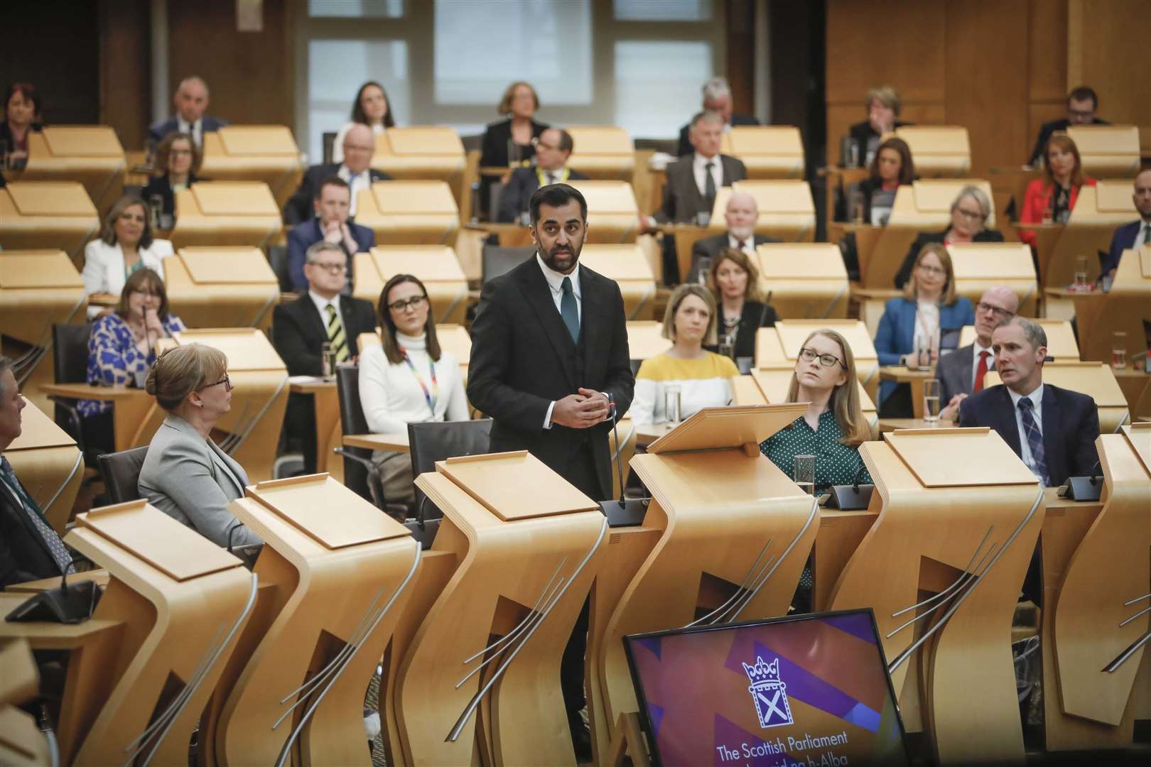 First Minister Humza Yousaf in Holyrood.