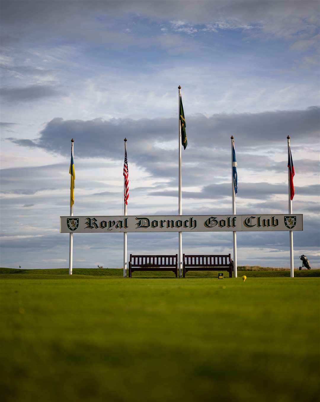 The iconic flag mast by the 1st tee at Royal Dornoch Golf Club's Championship Course. Picture: Matthew Harris Golf Collection
