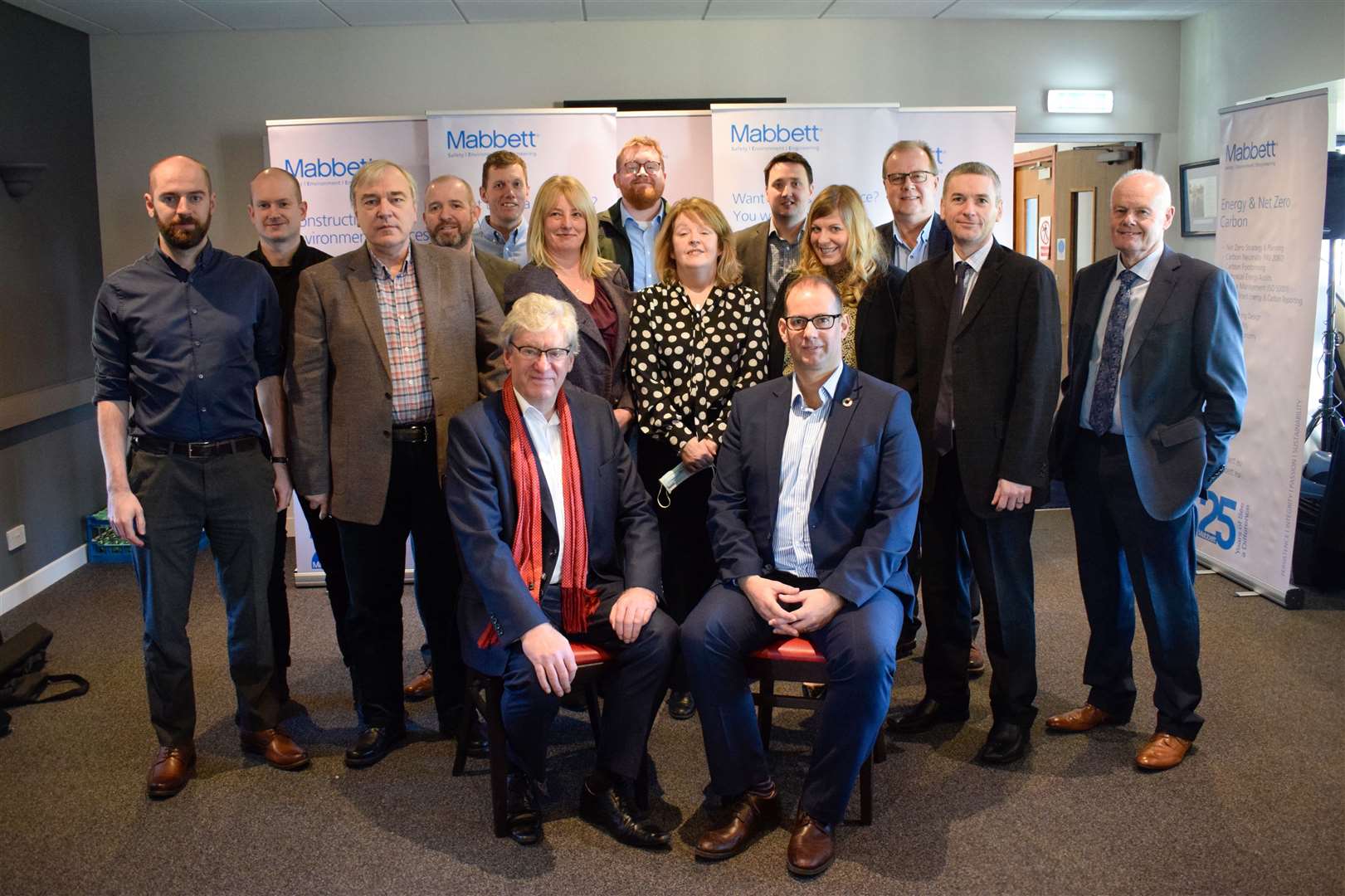 Gary Johnston,GH Johnston's director of planning and design (front left) and Mabbett managing director Derk J McNab with the GH Johnston team and Mabbett's Andy Lee, Jamie Roddie and James Forbes.
