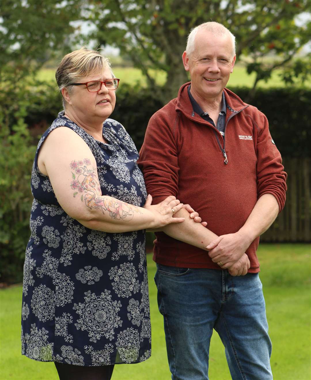 Helen and Alan McCarthy in their garden in Watten. Helen was on life support for eight days after being struck by coronavirus. Picture: Alan Hendry