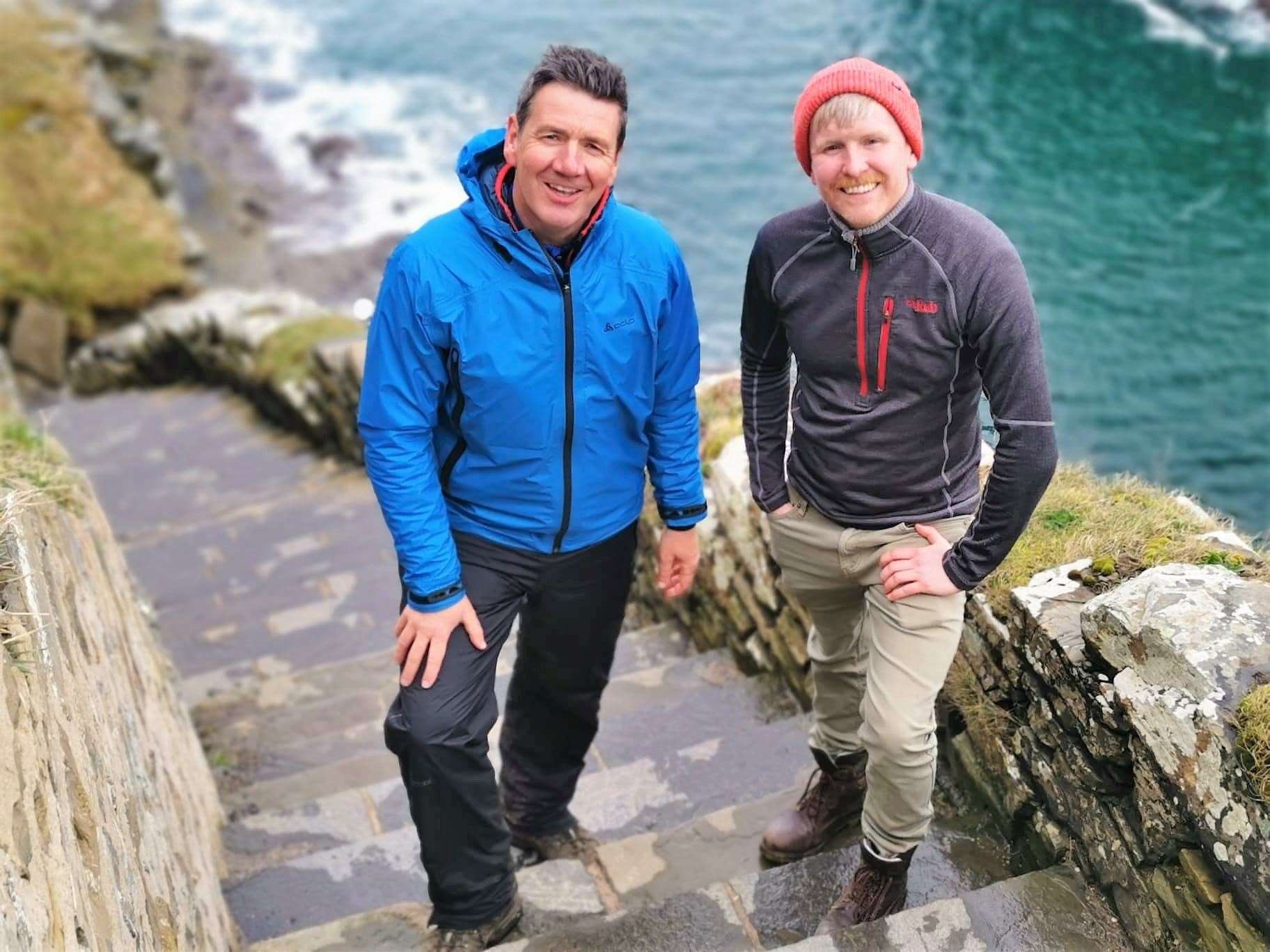 Dougie Vipond and Kenneth McElroy at Whaligoe Steps. Picture: BBC