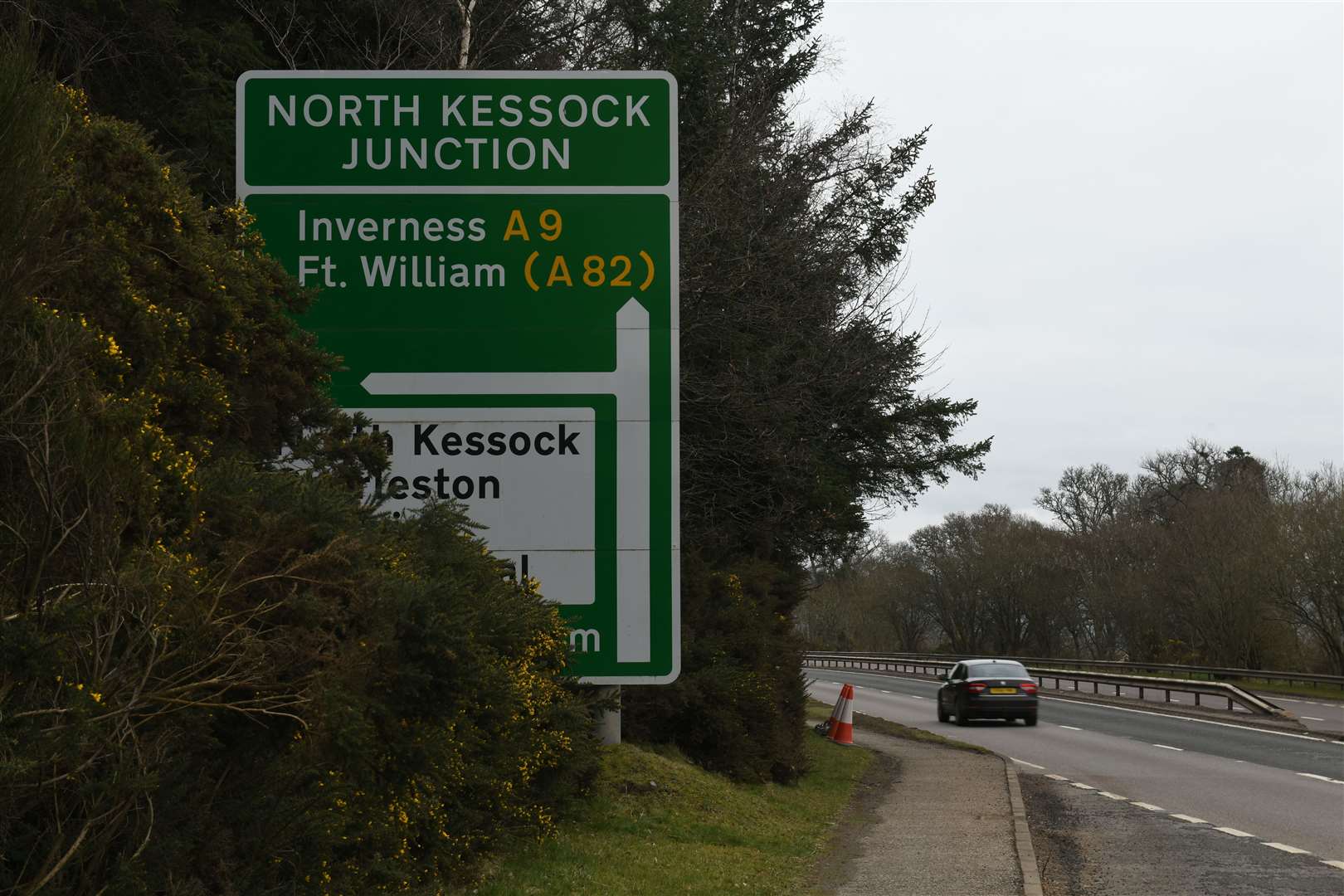 The sign has been removed from below the sign for the North Kessock Junction.