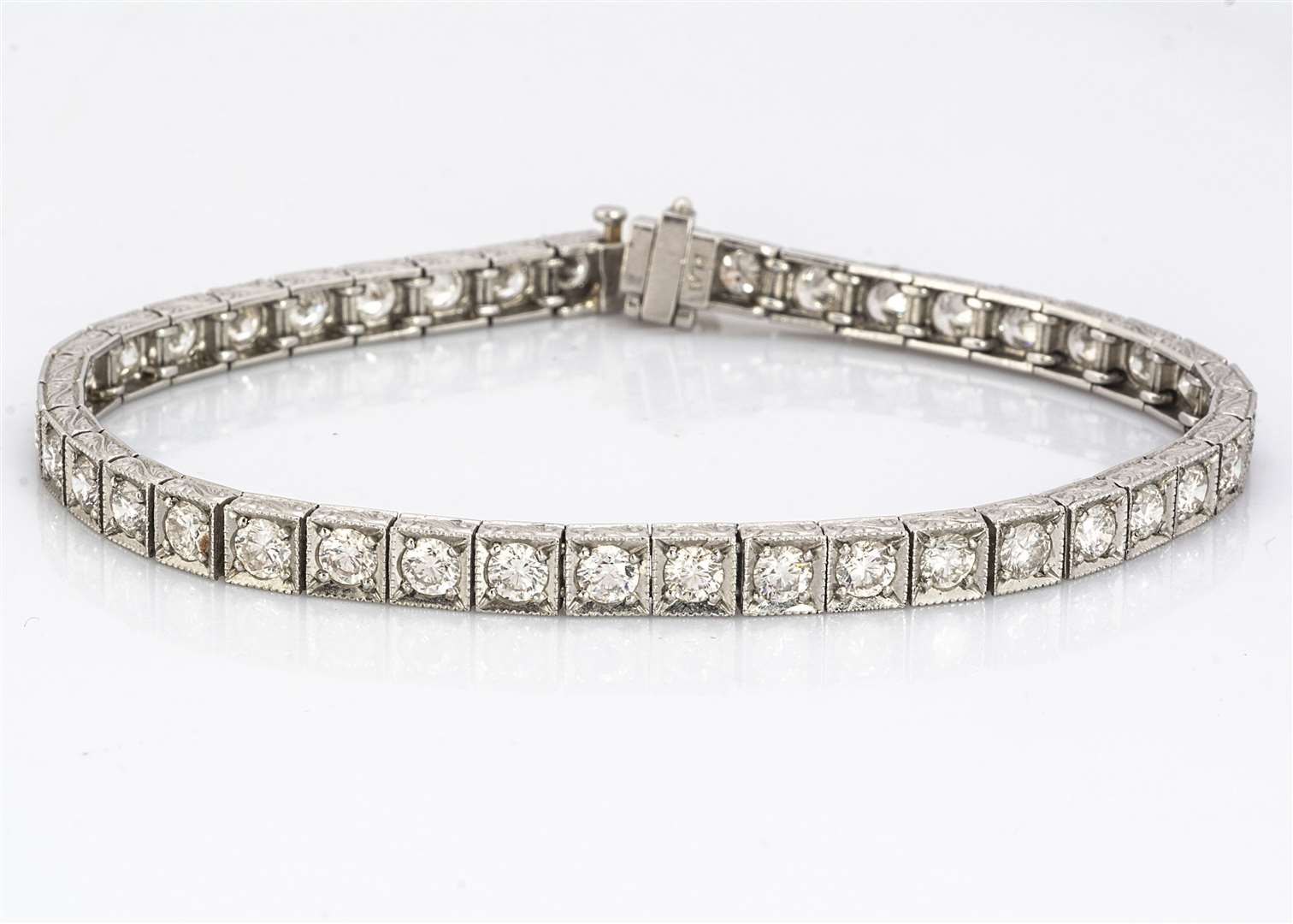 A platinum and diamond tennis bracelet, owned by the late Baroness Betty Boothroyd (Special Auction Services/PA)