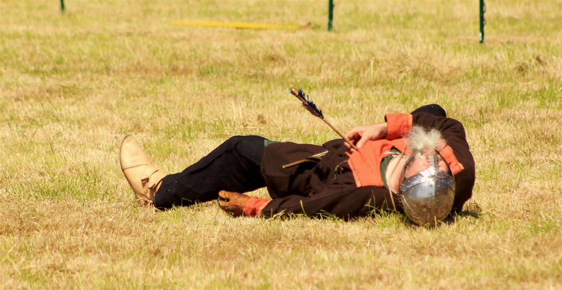 One of the Viking warriors appears to be mortally wounded – but he was soon back on his feet. Picture: Alan Hendry